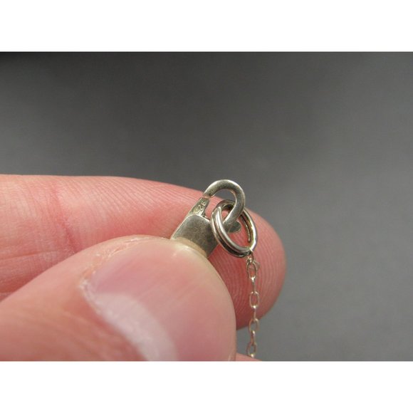 18" Sterling Silver Brown Glass And Orange Stone Necklace Vintage Minimalist - Picture 4 of 6